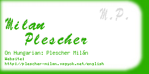 milan plescher business card